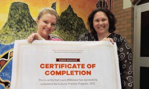 Caboolture Midwife Laura Wilkinson with Director of the Aboriginal & Torres Strait Islander Health Unit Angela Scotney.