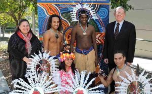 L-R; Aboriginal & Torres Strait Islander Health Unit Director Angela Scotney and Dr Clifford Pollard Board Member, Metro North Hospital and Health Board at the 2014 MNHHS NAIDOC Week Celebrations.