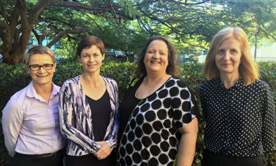 Celebrating SOFT success - Clinical Trials Coordinator Annette Cubitt, Dr Michelle Nottage, Annette Clutterbuck and Clinical Trials Coordinator Wendy Pritchard.