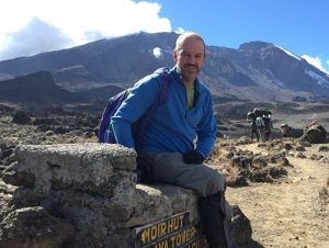 Norman Morris at Lava Tower (4,600m) where the group stopped to check their oxygen  saturations.