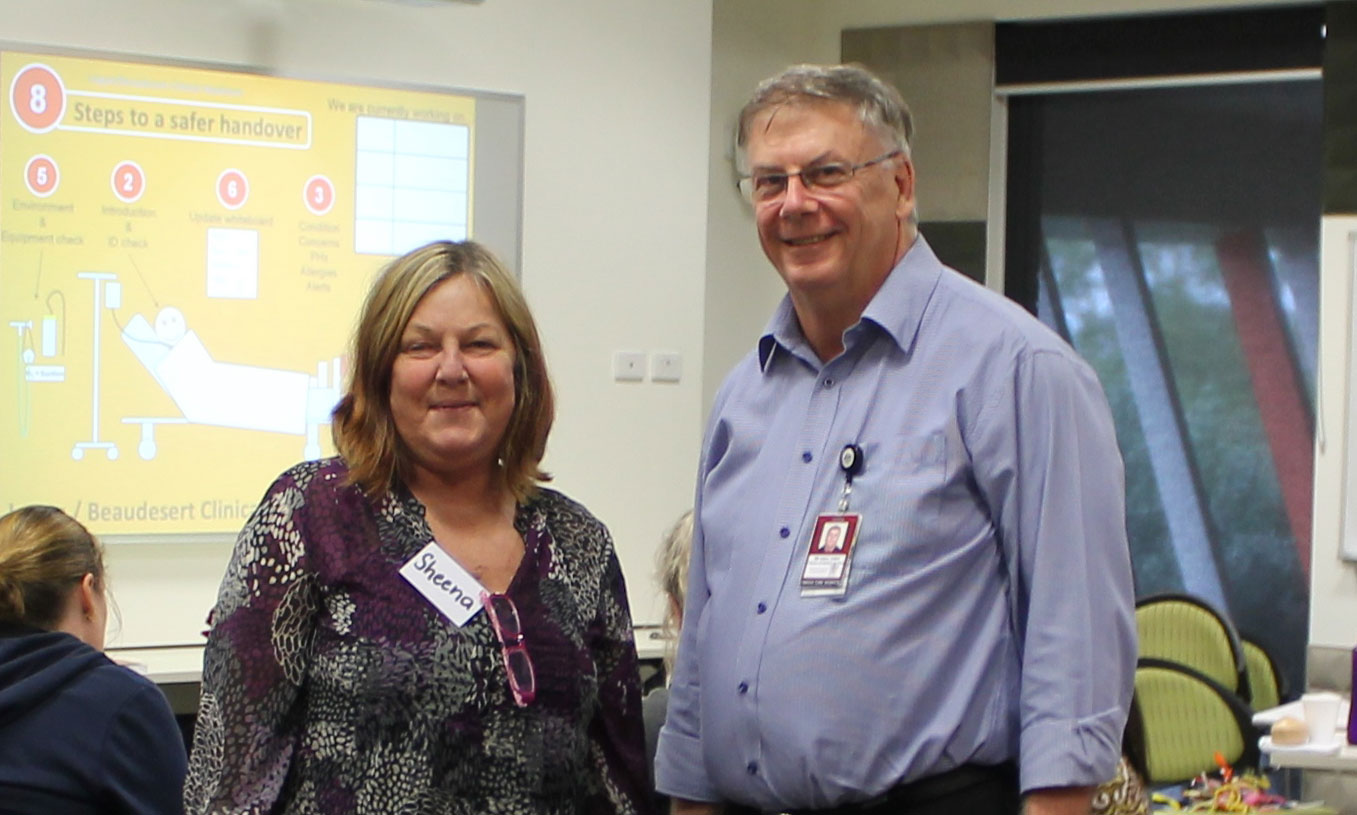 Registered Nurse Sheena Hutchinson with Caboolture Hospital's Executive Director Dr Lance Le Ray.