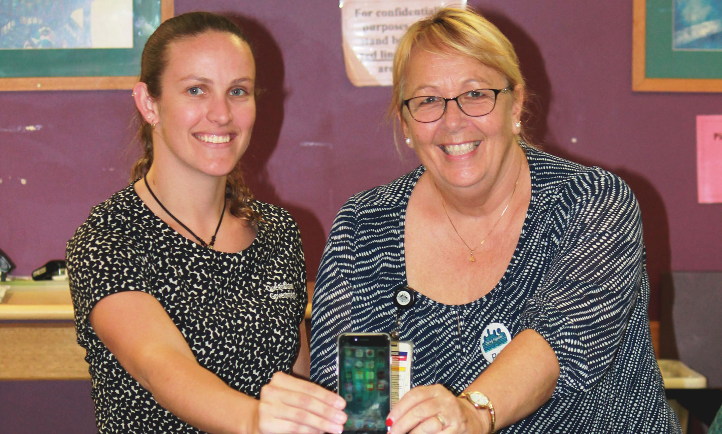 Shannon Howard (left) and Pat Broad from Caboolture Hospital’s Specialist Outpatients Unit