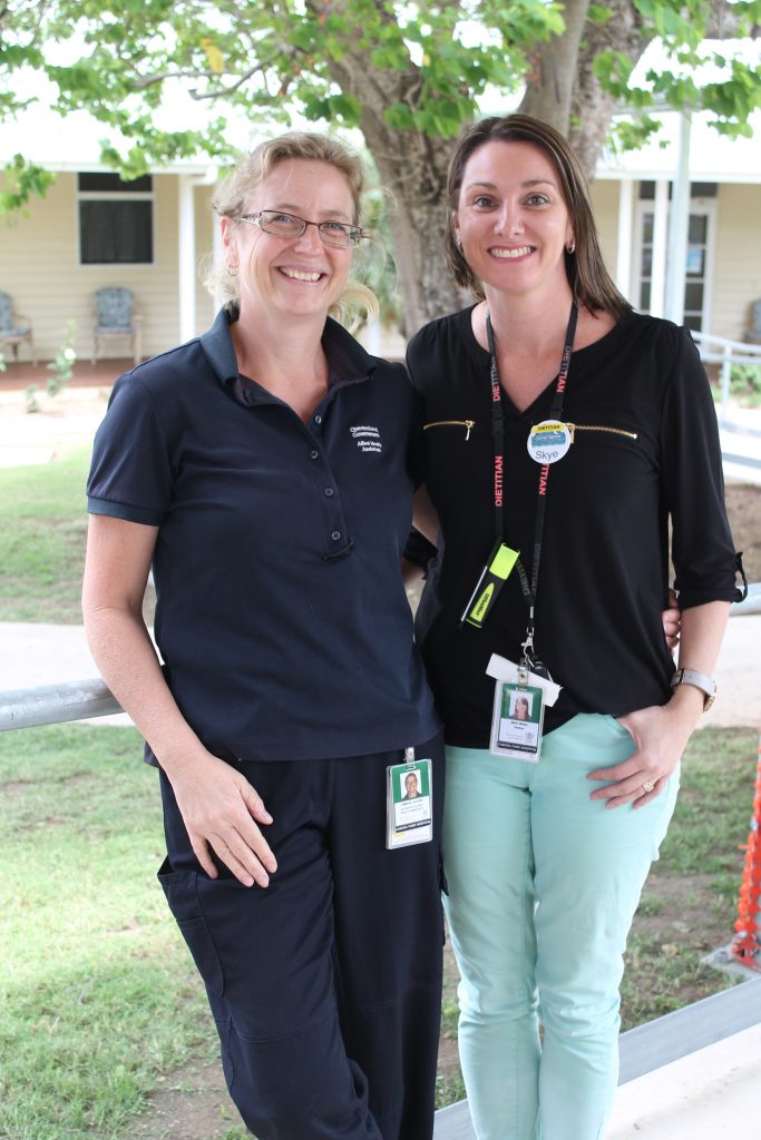 Kilcoy Allied Health – Allied Health Assistant (Physiotherapy) Simone Slater and Dietician Skye Ryall help Kilcoy Hospital patients recover through healthy diets and regular strengthening routines.